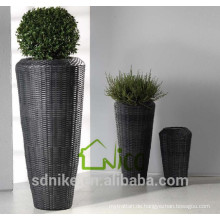 Vase - (10) Haus &amp; Gartenmöbel Korbweide / PE Rattan Rund Garten Blumentopf Set